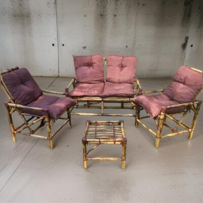 Cadeira Bambú - Conjunto 4 peças Com Almofadas